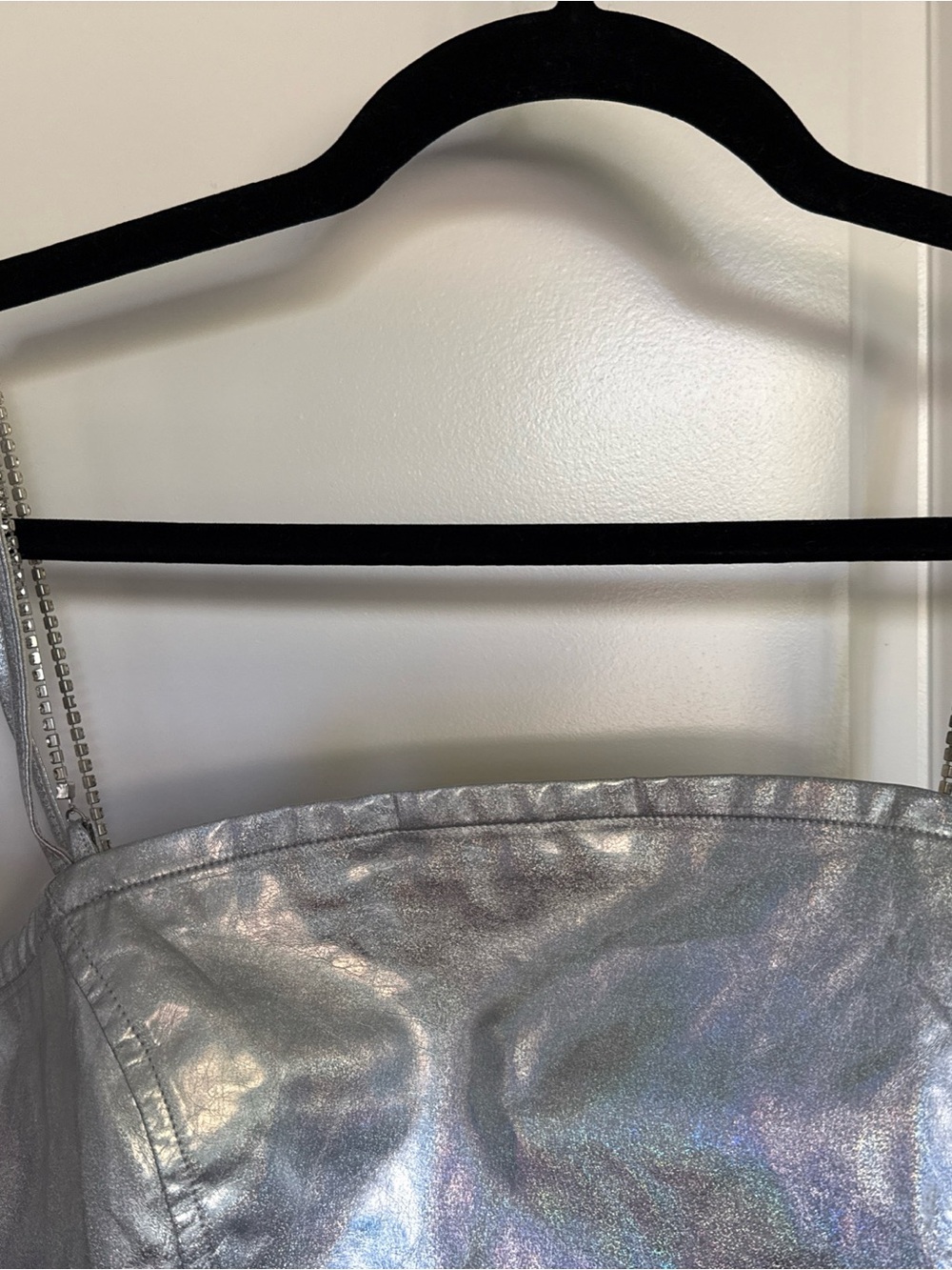 NWT Metallic Silver Cutout Mini Dress - Picture 2 of 7